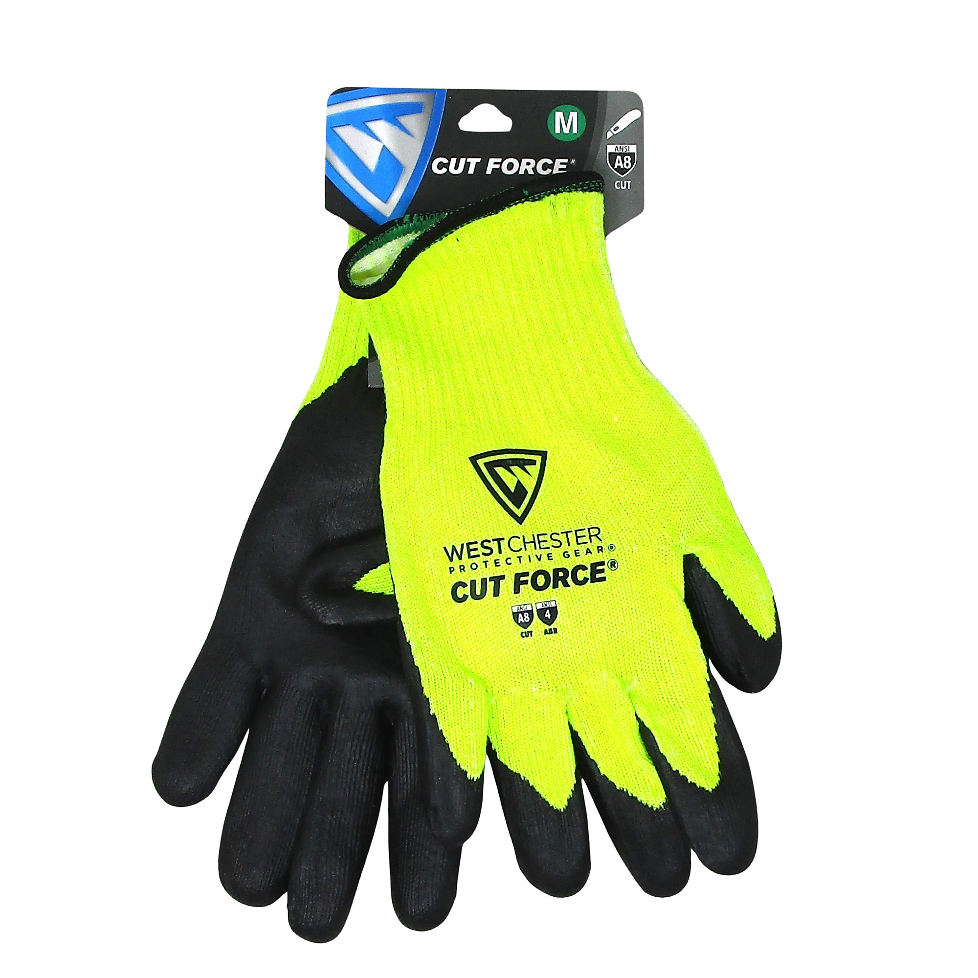 West Chester Cut Force Cut-Resistant Gloves, Medium, ANSI A8 Cut Level, ANSI Level 4 Abrasion, Model# 37208MCC6